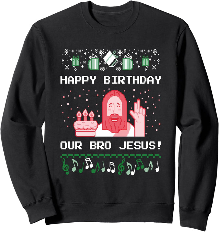 Alles Gute zum Geburtstag Kuchen für Bruder Jesus Geschenke Hässliche Weihnachten Sweatshirt