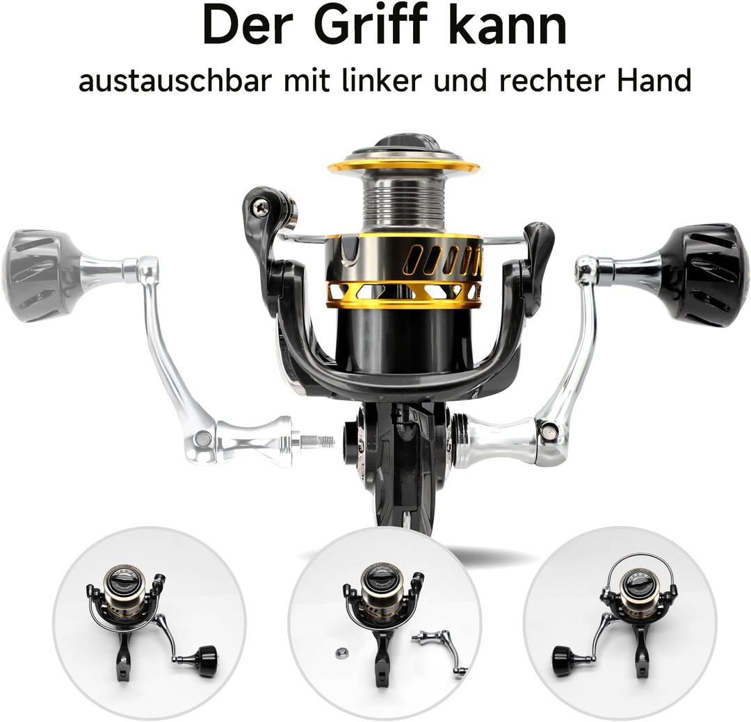 Spinning Angelrolle 5.2:1 Gear Ratio，Angelrollen Karpfenangelrolle 7+1BB Kugellager Spinnrollen, Bai