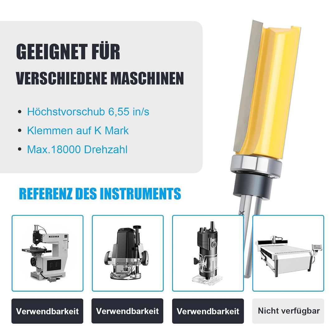 8mm Schaft Bündigfräser,Ø19mm,Arbeitslänge 38mm,mit Kugellager Hartmetall Klinge Handlich,langlebig