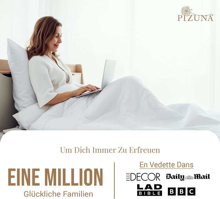 Pizuna 800 Fadenzahl aus Baumwolle Bettwäsche Weiss, 100% Langstaple Baumwolle Bettbezug und Kissenb