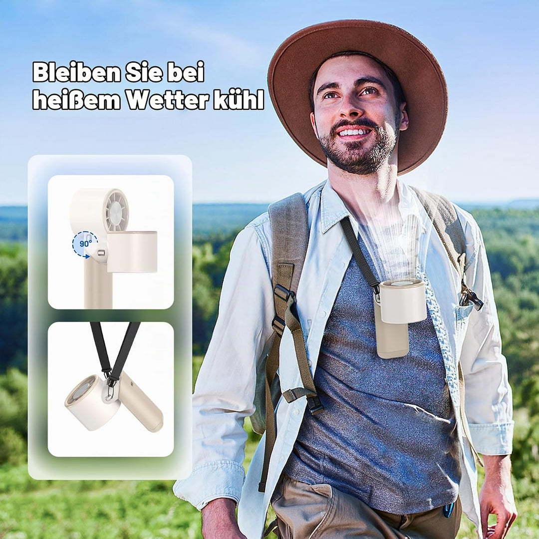 GKT Tragbarer Handventilator, Einstellbare Geschwindigkeit (1-100), Kühlventilator, 5000mAh Handvent