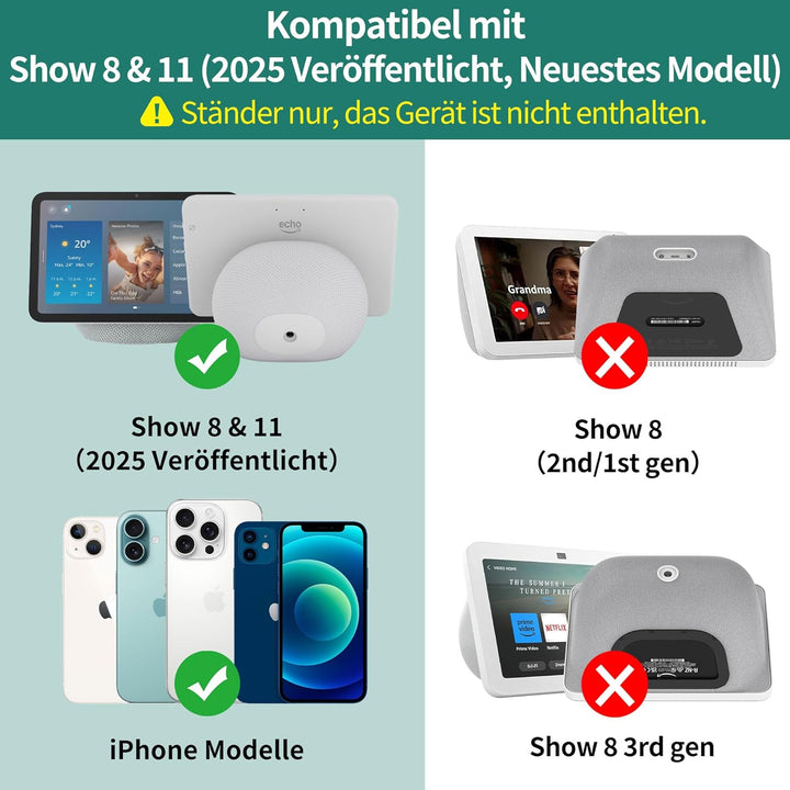 HomeMount Verstellbarer Ständer für Show 11 & Show 8 (Version 2025) – Tisch Display-Halter mit Neigu