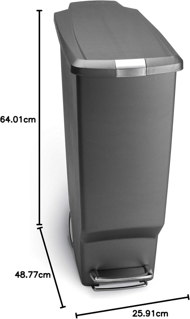 simplehuman CW1363 40 Liter, schmaler Treteimer, Mülleimer Küche, Abfalleimer, Mülltrennsystem, Müll