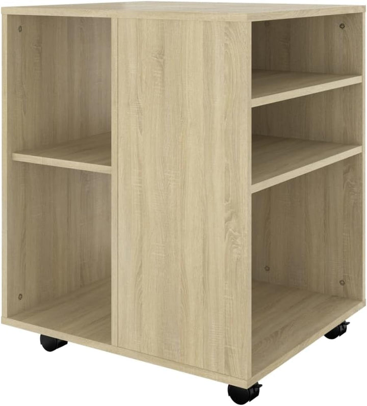Mobiler Aktenschrank Lagerschrank aus Holzwerkstoff Beistellschrank mit Rollen für Wohnzimmer Schlaf