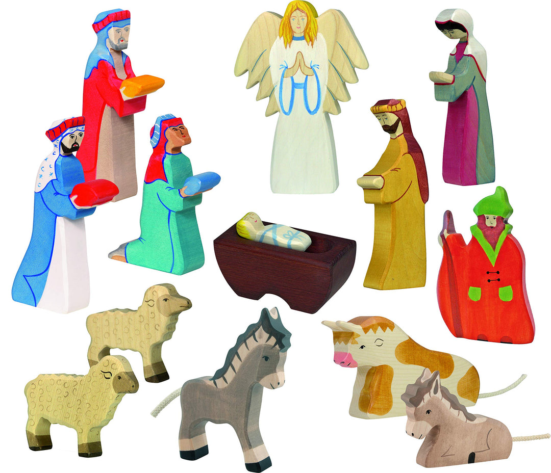 Holztiger Krippenfiguren - Grosses Holztiger Set - 13 Krippenfiguren und