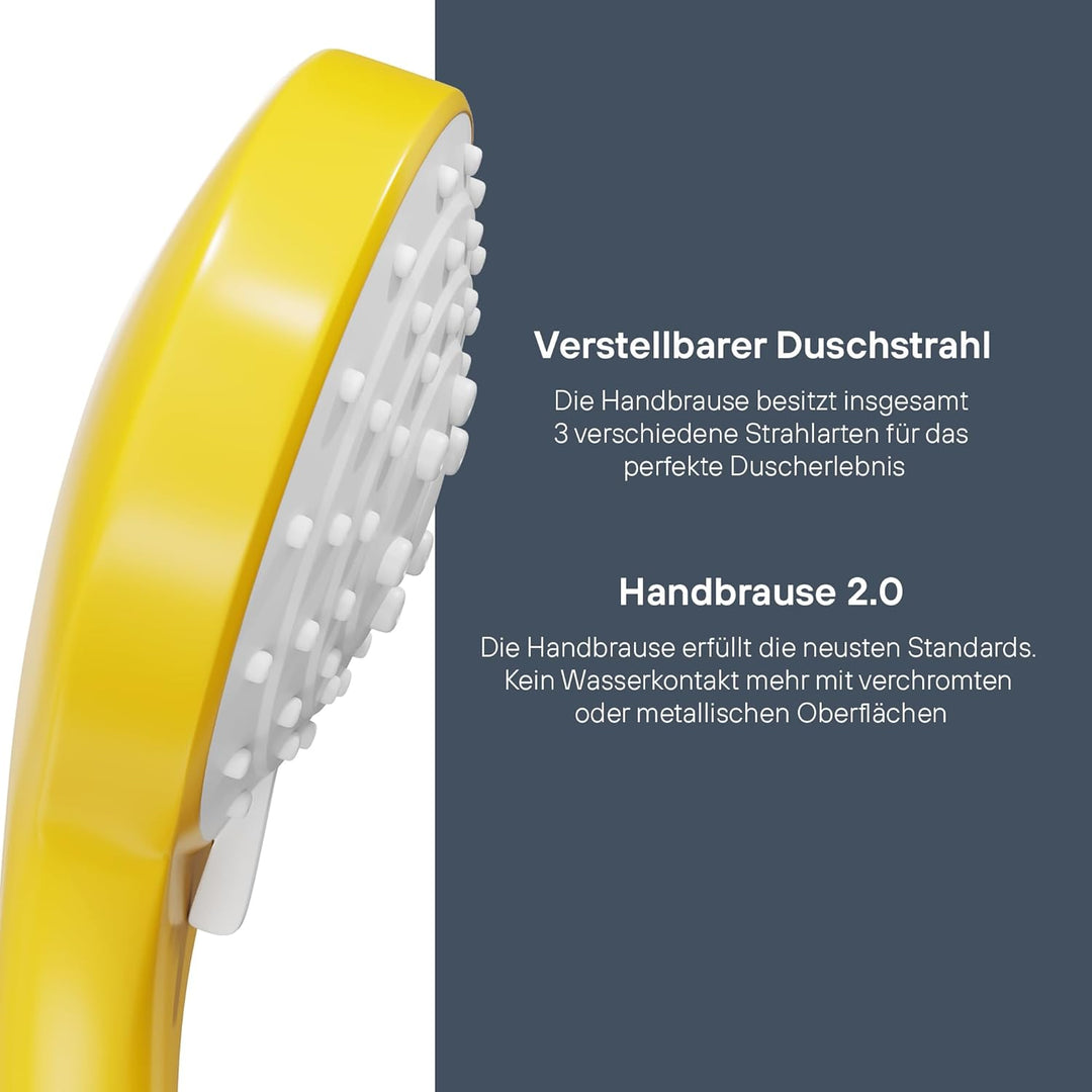 SANTRAS® Handbrause mit dreifach verstellbaren Duschkopf in Gelb Gelb Dreifach verstellbar, Gelb Dre