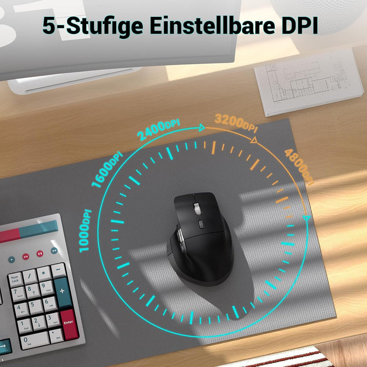 INFINMIND L551 Pro+ Kabellose Maus, programmierbare Bluetooth-Maus, geräuschlose Mehrgeräte-Design m