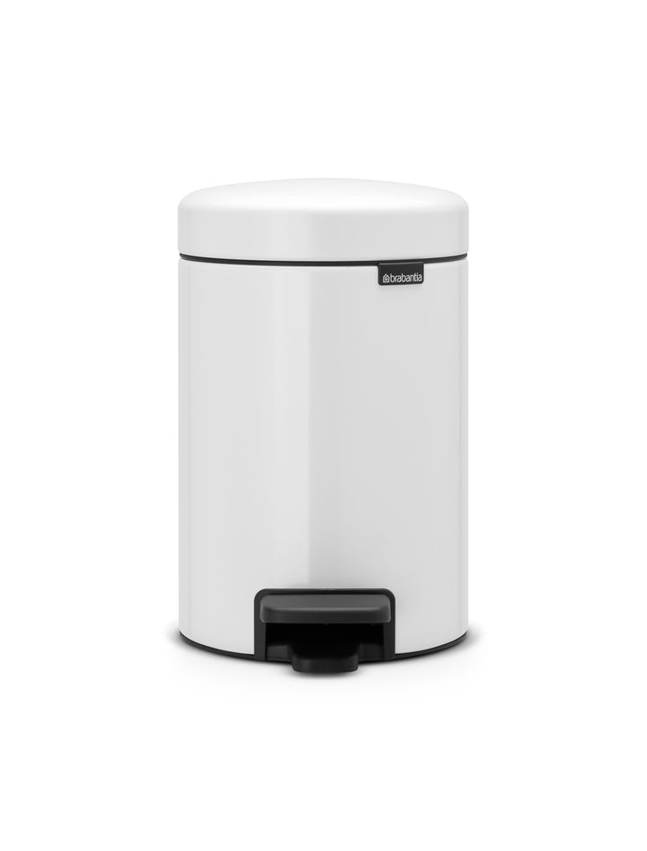 Brabantia 112126 Treteimer mit Inneneimer aus Kunststoff, stahl, Weiss, 3 Liter, Weiss 3 Liter White