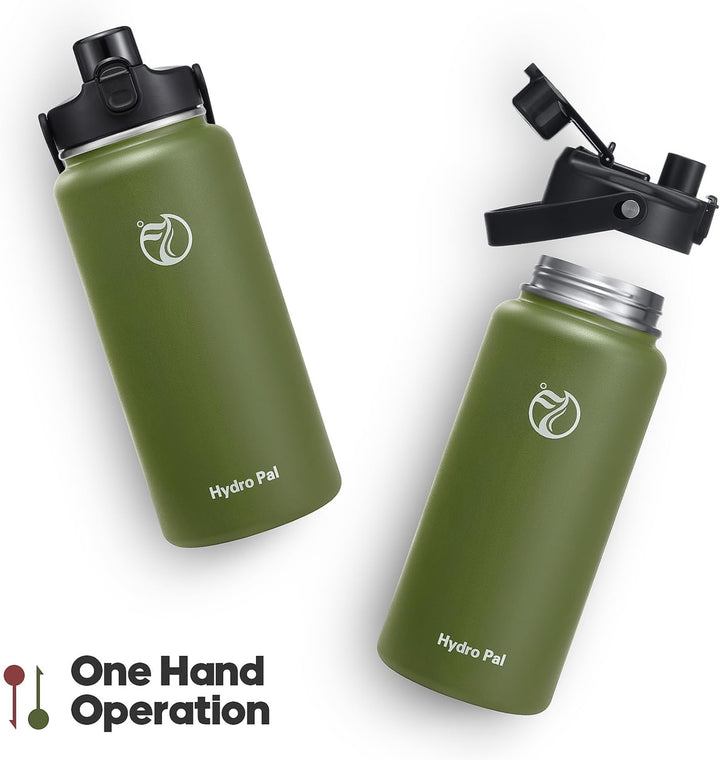 HydroPal Trinkflasche Edelstahl - 1200ml/1900ml mit Strohhalm und Henkel, BPA-Frei, Kohlensäure geei