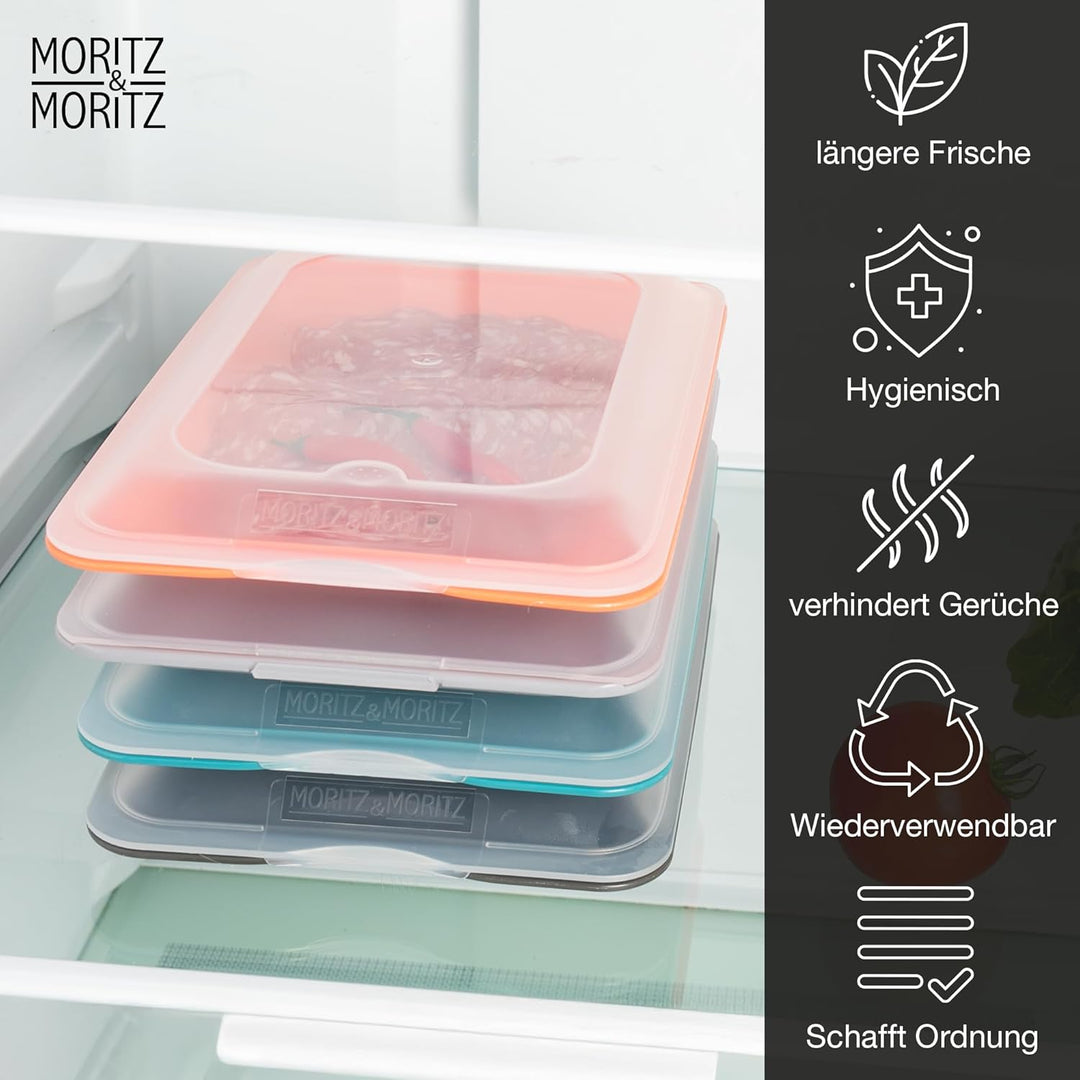 Moritz & Moritz 8er Set Aufschnittbox stapelbar - Frischhaltedosen mit Deckel zur Aufbewahrung von W