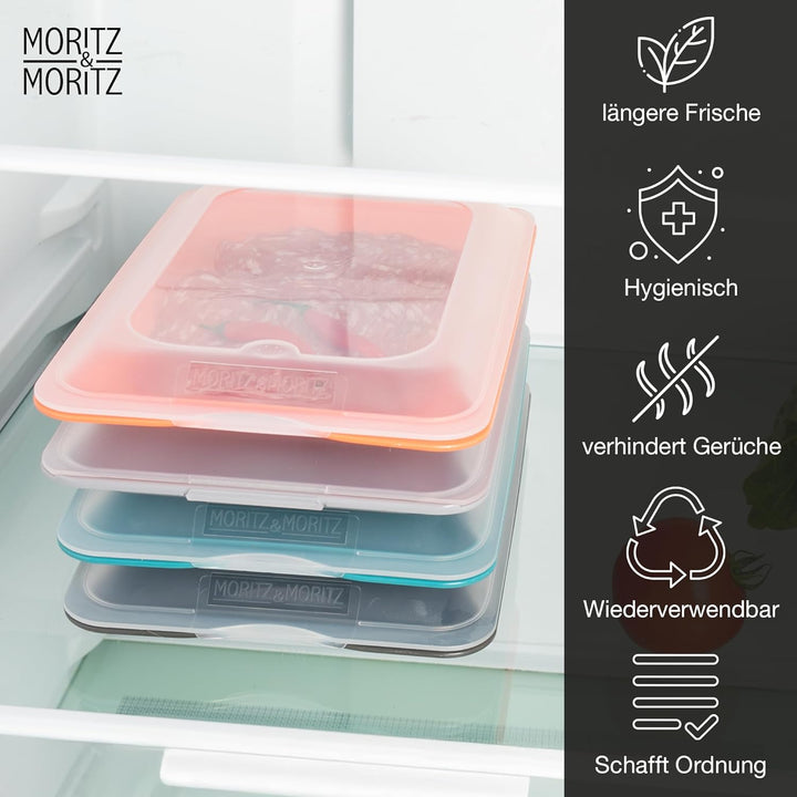 Moritz & Moritz 8er Set Aufschnittbox stapelbar - Frischhaltedosen mit Deckel zur Aufbewahrung von W