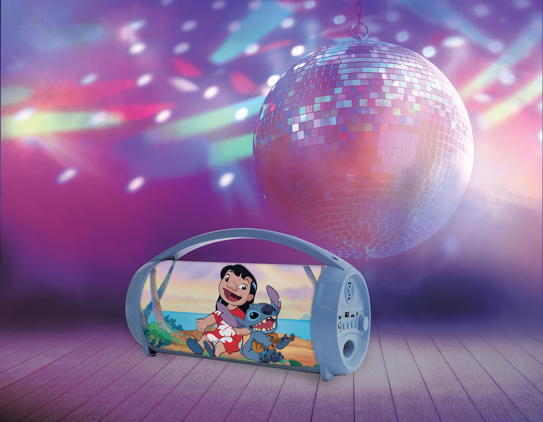 Lexibook, Disney Stitch, Kabelloser Lichtlautsprecher mit Mikrofon, Stereosound, Karaoke-Funktion, U