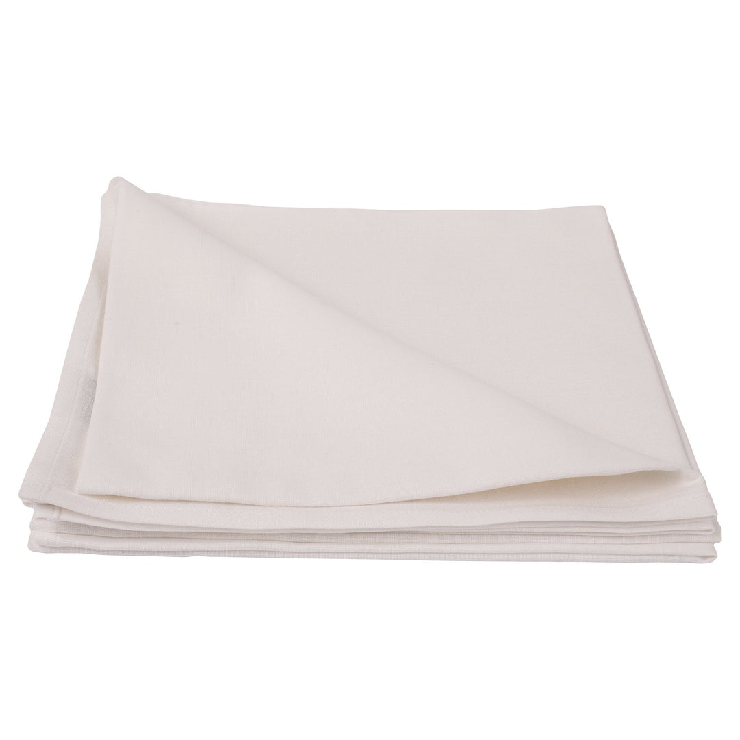 LinenMe Set 12 Servietten Weiss Leinen Baumwolle Lucia 0020312
