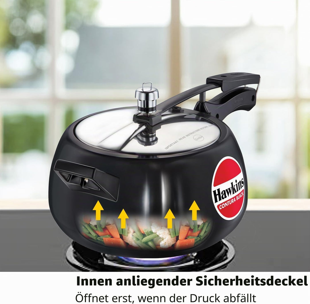 Hawkins CB50 Schnellkochtopf, harteloxiert, 5 l, Schwarz 5 Liter, 5 Liter