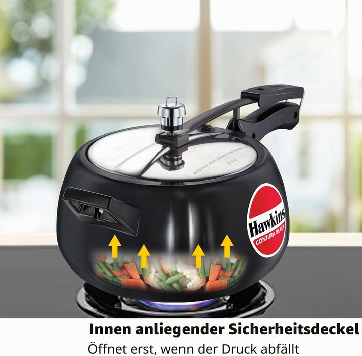Hawkins CB50 Schnellkochtopf, harteloxiert, 5 l, Schwarz 5 Liter, 5 Liter