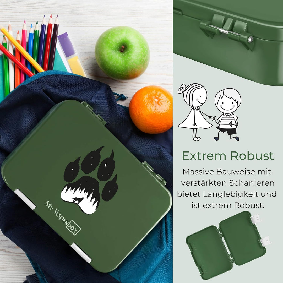 My Vesperbox – Len - Bento Box Kinder - Lunchbox mit 4+2 Fächern - extrem robust – Brotdose – Brotbo