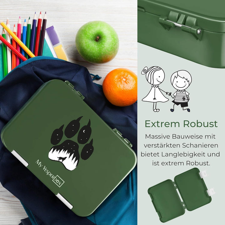 My Vesperbox – Len - Bento Box Kinder - Lunchbox mit 4+2 Fächern - extrem robust – Brotdose – Brotbo