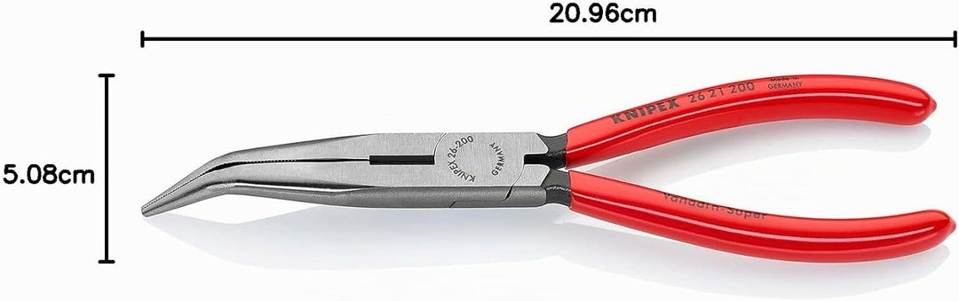 KNIPEX Flachrundzange mit Schneide (Storchschnabelzange) mit Kunststoff überzogen schwarz atramentie