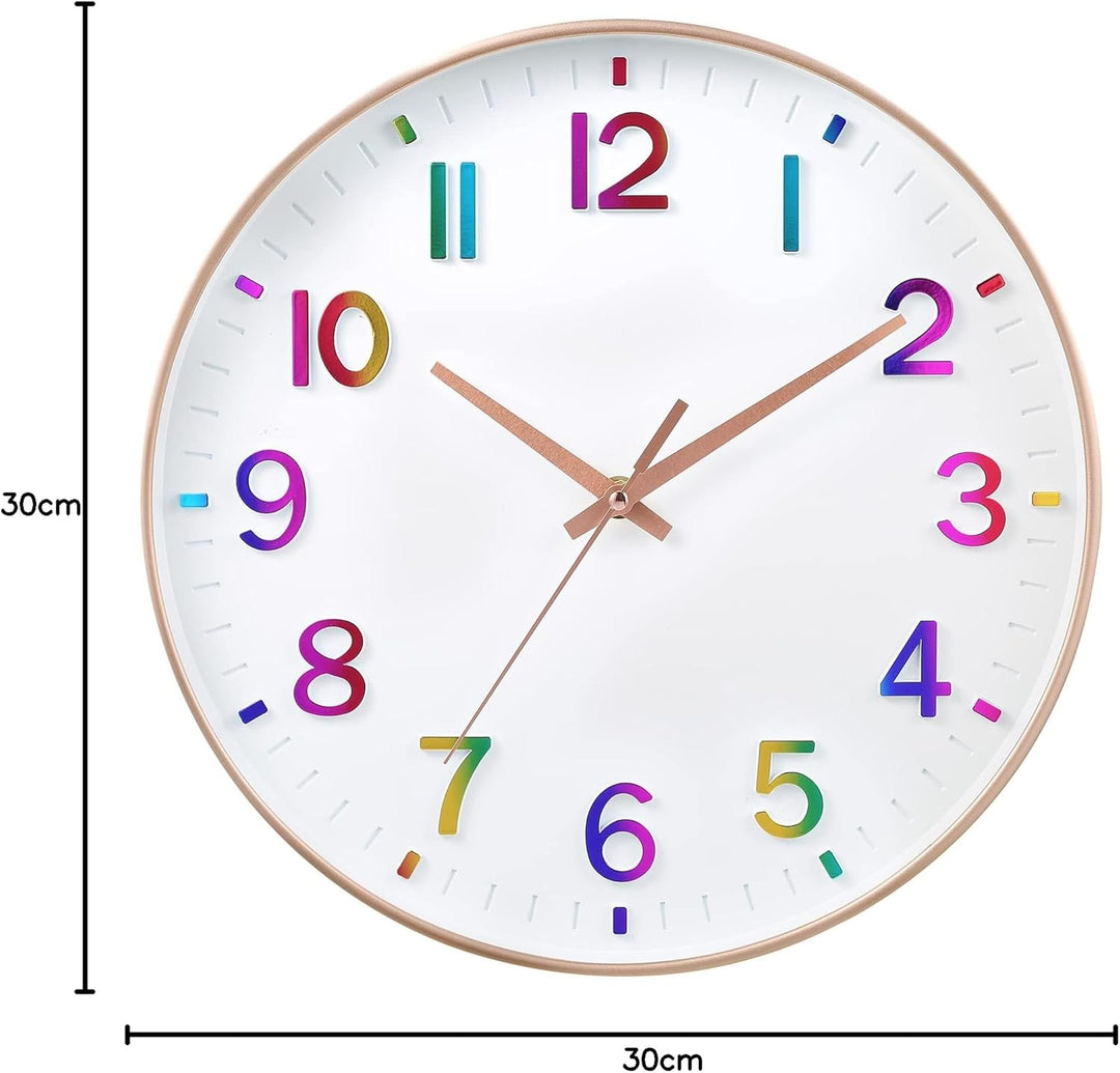 HZDHCLH 30cm Lautlos Wanduhr Schleichende Sekunde mit Arabisch Ziffer ohne Ticken für Dekoration Woh