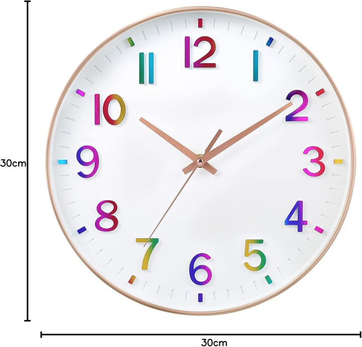 HZDHCLH 30cm Lautlos Wanduhr Schleichende Sekunde mit Arabisch Ziffer ohne Ticken für Dekoration Woh
