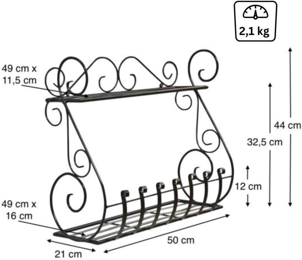 DanDiBo Kräuterregal Kücheregal Balkonregal Wand Metall Schwarz Sebino 50 cm Wandregal Blumenregal P