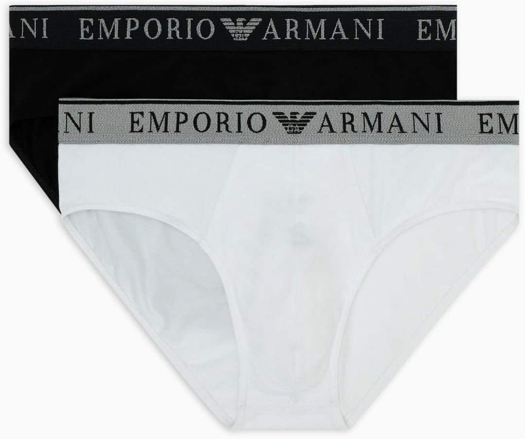 Emporio Armani Herren Slip (2er Pack) S Black/White, S Black/White