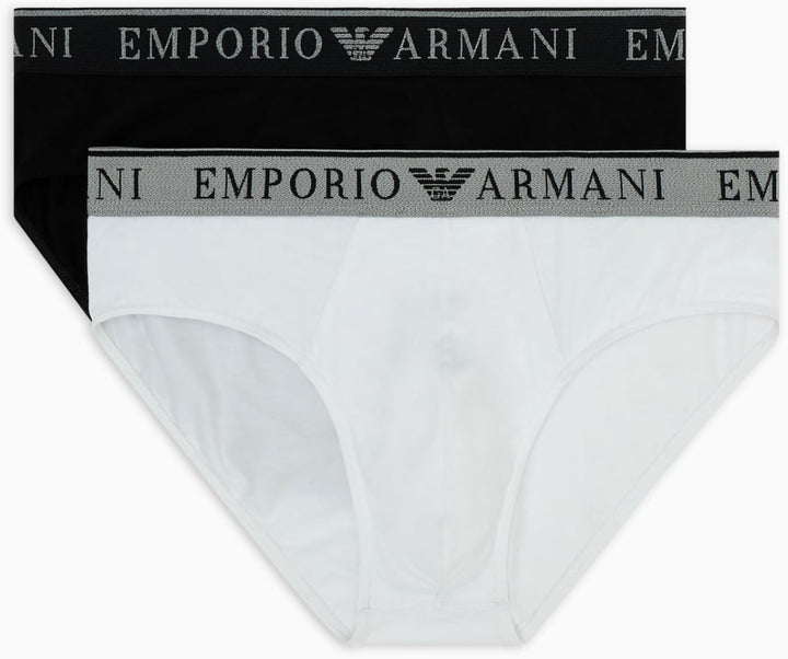 Emporio Armani Herren Slip (2er Pack) S Black/White, S Black/White