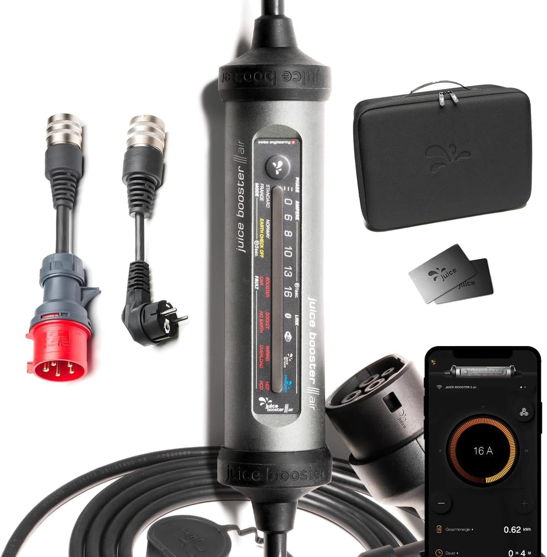 Juice Booster 3 air - Wallbox mit App bis 11kW ohne Installation & 3 air Wandhalterung mit Sicherhei