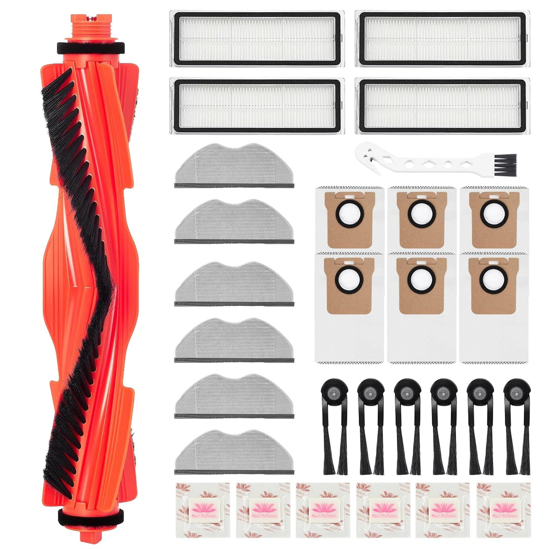 30 Stück Zubehör für Xiaomi H40 Saugroboter Ersatzteile, 1 Hauptbürste, 4 HEPA Filter, 6 Wischpad &