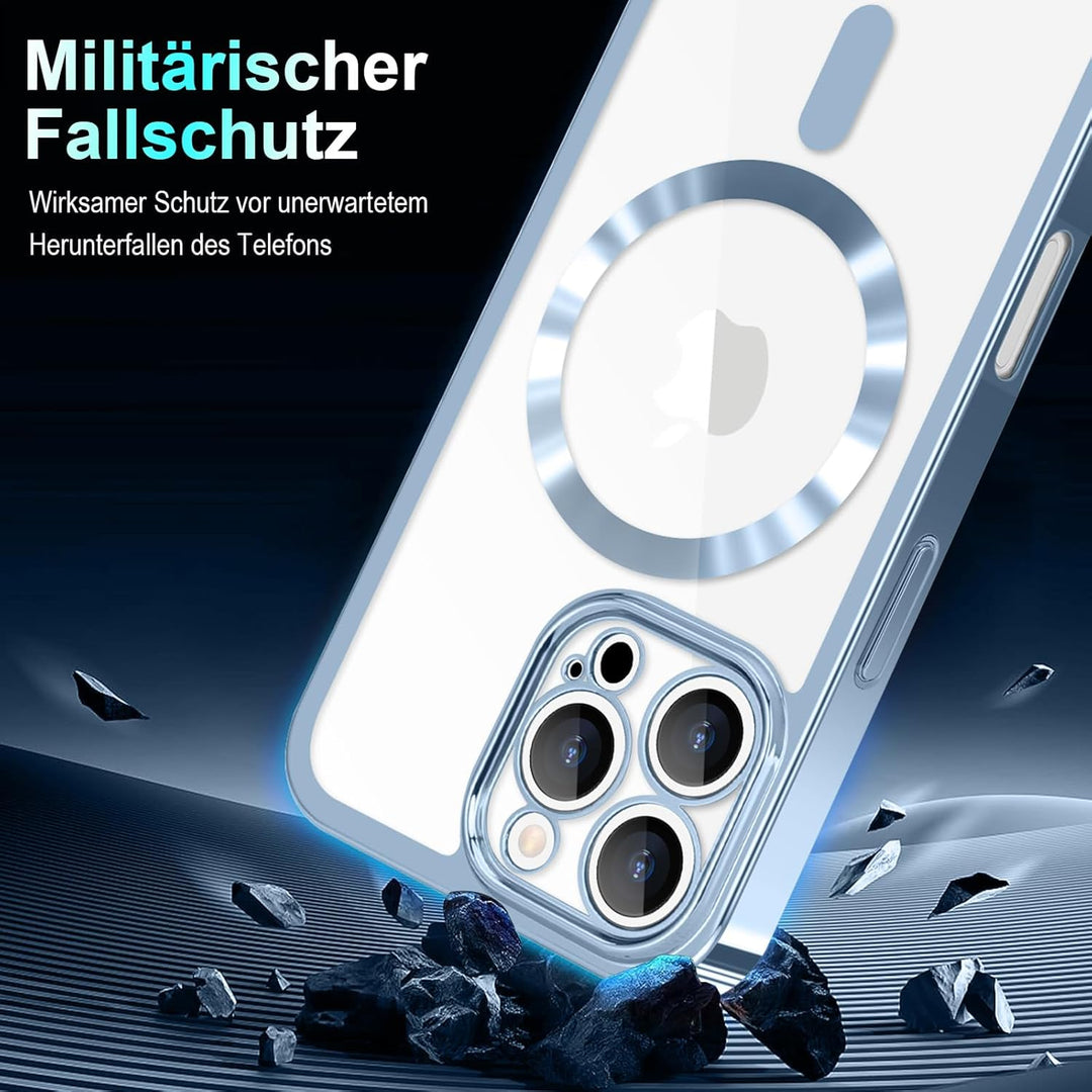 Ethanger Handykette für iPhone 16 Pro Max Hülle mit Band + 2 Stück Glas Schutzfolie Transparent Sili