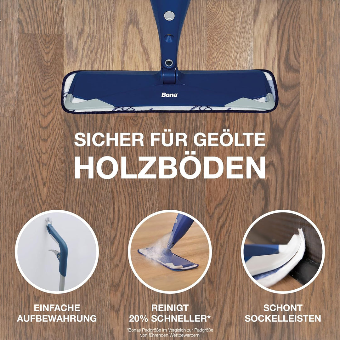 Bona Bodenwischer mit Sprühfunktion für geöltes Parkett und geölte Holzböden, Parkettreiniger Spray