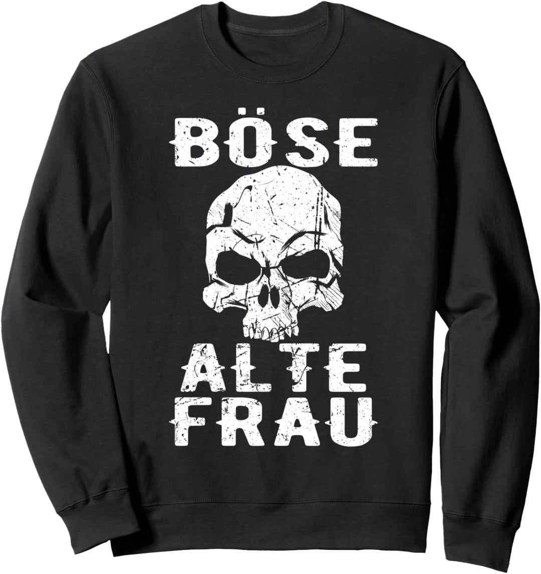 Totenkopf Bikerin Männer Vintage Skull Böse Alte Frau Biker Sweatshirt