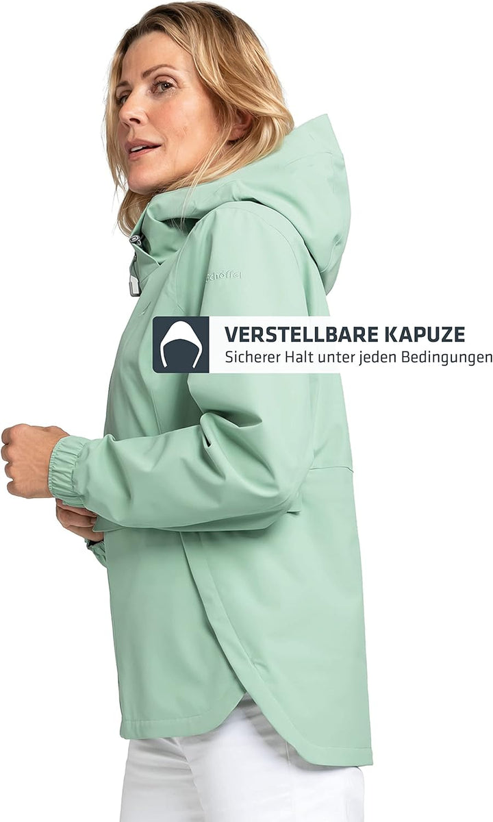 Schöffel Damen Jacket Lausanne L, Funktionsjacke mit Kapuze, wasserdichte Übergangsjacke mit Pack-Aw