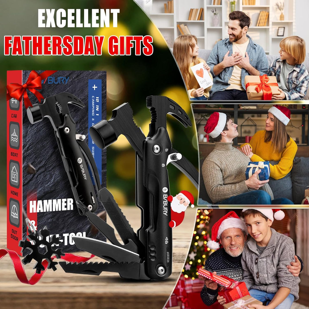 BIBURY Hammer & Schneeflocken Multitool für Manner, Outdoor Campingzubehör Überlebensausrüstung, Ges