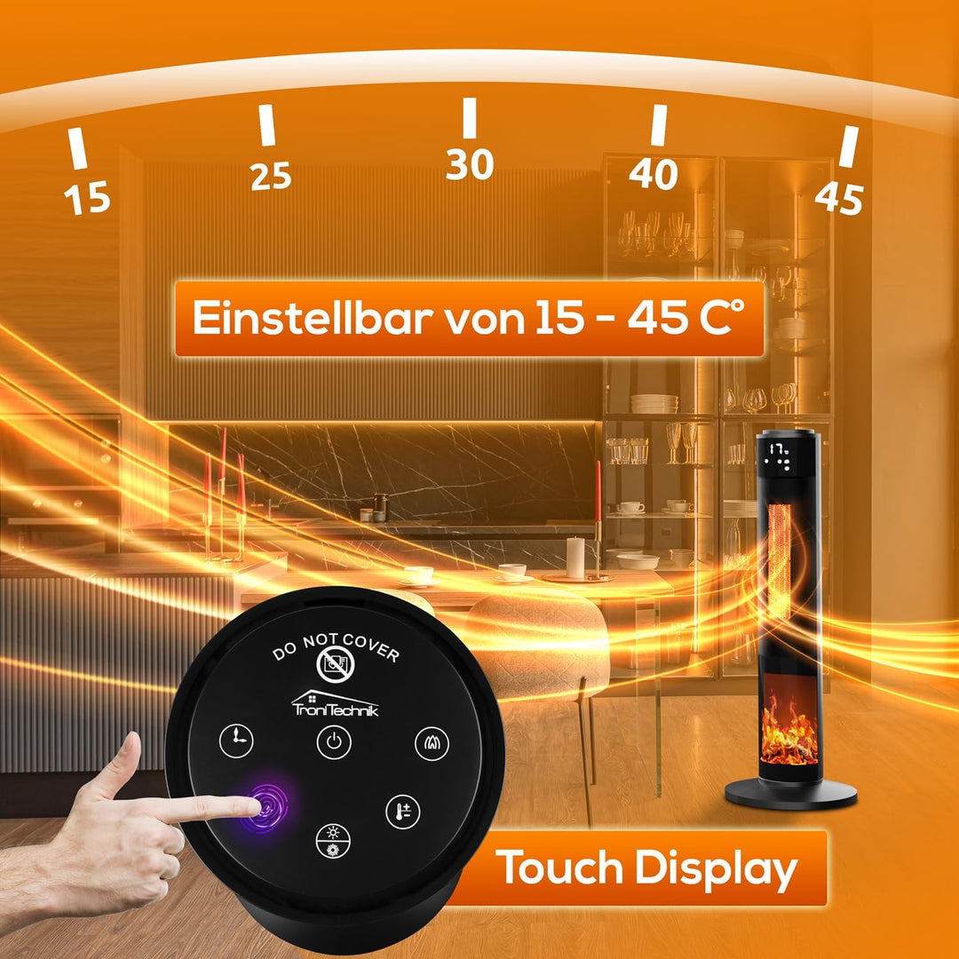 Tronitechnik® Heizlüfter Turmheizstrahler 1000 / 2000W Heizstrahler Standheizstrahler mit Fernbedien