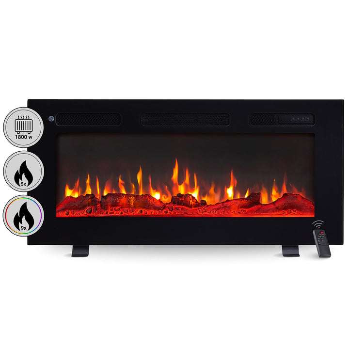 BALDERIA Elektrokamin Leif 36'' | Elektrischer 3 in 1 Stand-, Wand- oder Einbaukamin 3D-Flammeneffek