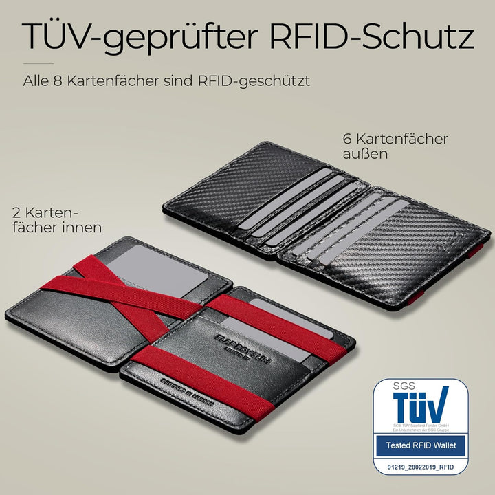 Jaimie Jacobs Flap Boy Slim - Das Original - Magic Wallet ohne Münzfach integrierter RFID Schutz Mag