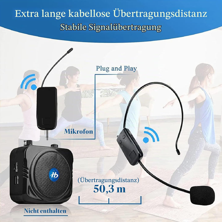 Headset Mikrofon Kabellos,Wireless UHF Mikrofon Professionell 50M Stabile Übertragung, Kopfmikrofon