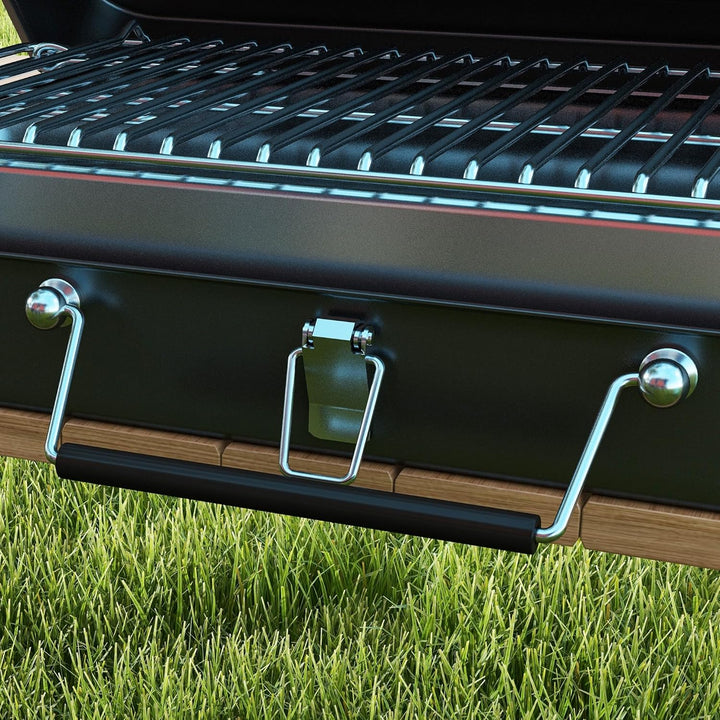 Outsunny Tragbarer Mini-Holzkohlegrill mit Kofferschale, faltbarer Tischgrill für Garten, Camping, P