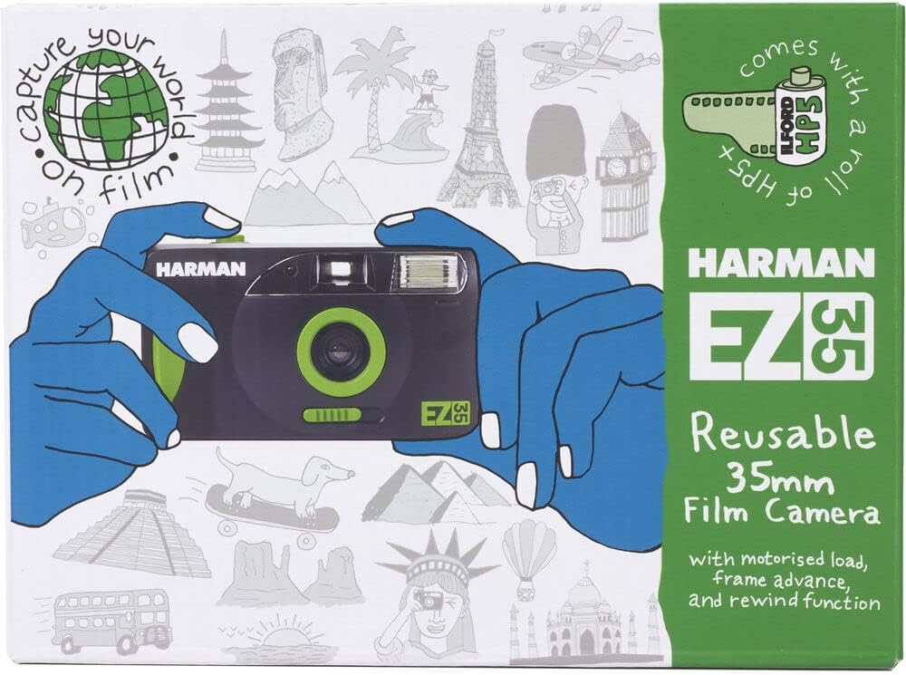 Ilford Harman Wiederverwendbare motorisierte Kamera mit Blitz und HP5+ 35 mm 36 Belichtungsfolie