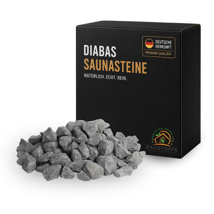 Doubleyou Geovlies &amp; Baustoffe | Saunasteine Premium 5 kg | 32-56 mm DIABAS Klein | Für alle Saunaöf