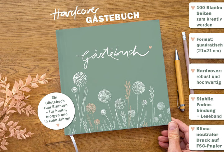 Eine der Guten Gästebuch blanko 100 Seiten, Hochzeit und Geburtstag, Grün | Zum freien Gestalten ohn