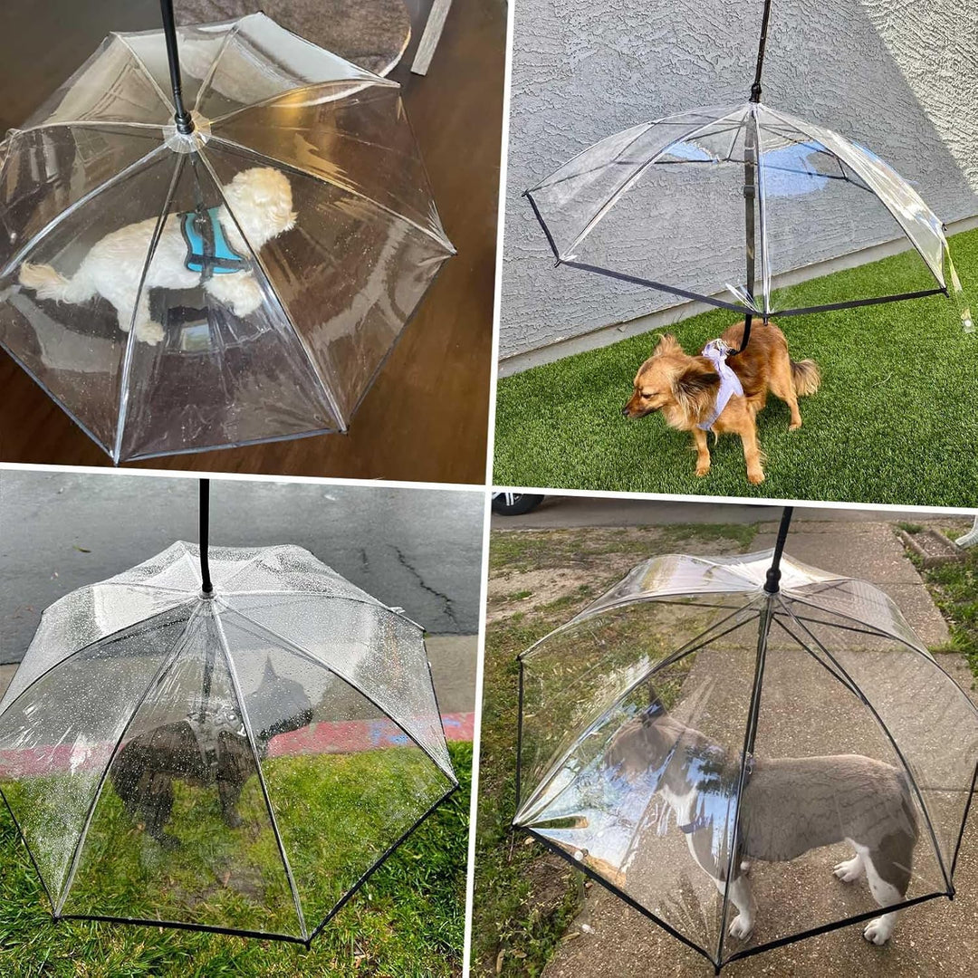 PETLESO Klarer Regenschirm mit Verstellbarem Griff für Welpen und Haustiere, mit Verstellbarer Schnu