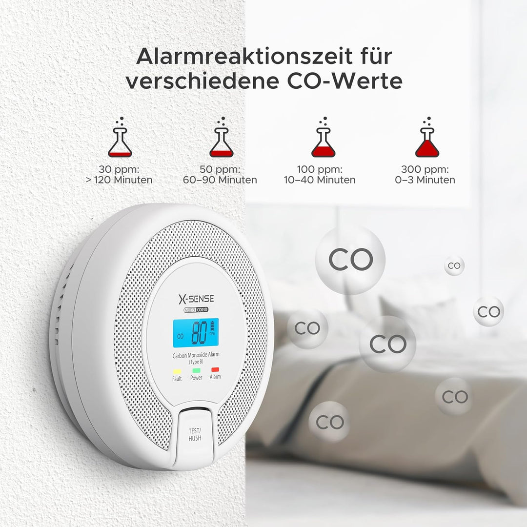 X-Sense CO Melder mit Digitalanzeige, Kohlenmonoxidmelder, akkurater Sensor mit 10-Jahren Lebensdaue