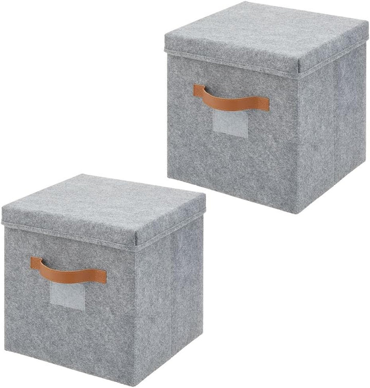 mDesign Sortierbox für den Schlafzimmerschrank – grosse Ordnungsbox mit Deckel aus Kunstfaser – Aufb