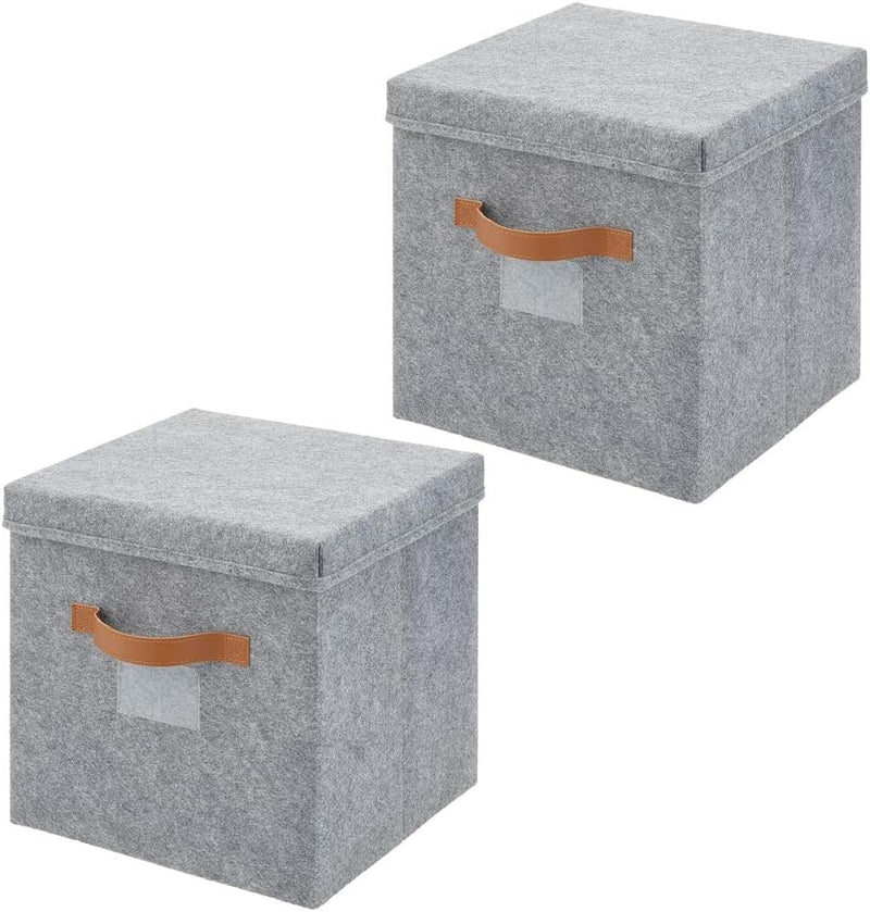 mDesign Sortierbox für den Schlafzimmerschrank – grosse Ordnungsbox mit Deckel aus Kunstfaser – Aufb