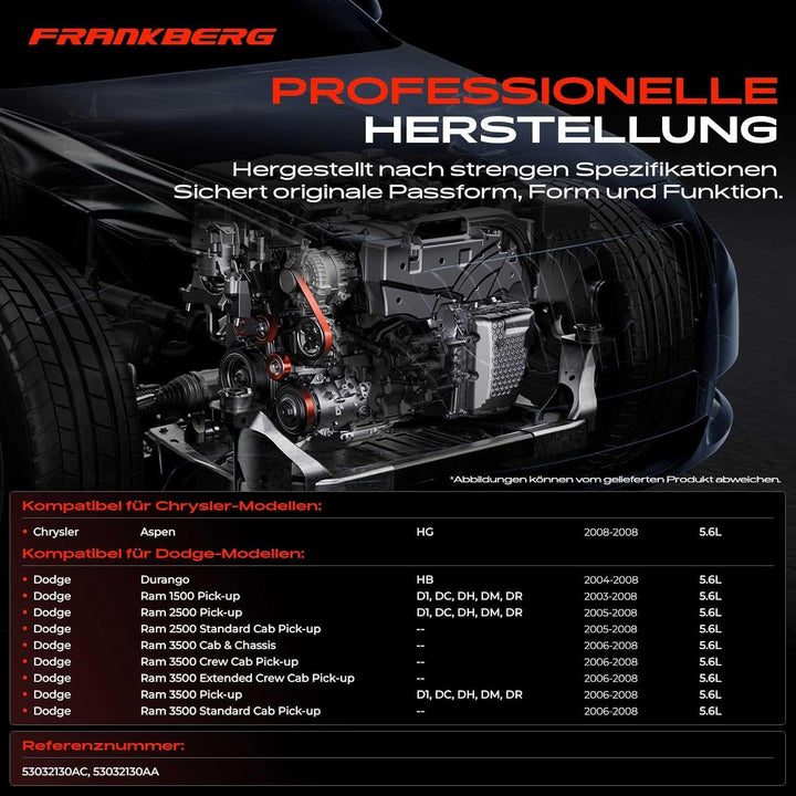 Frankberg Spannrolle Riemenspanner Keilrippenriemen für Ram 1500 Ram 2500 Ram 3500 D1 DC DH DM DR Du