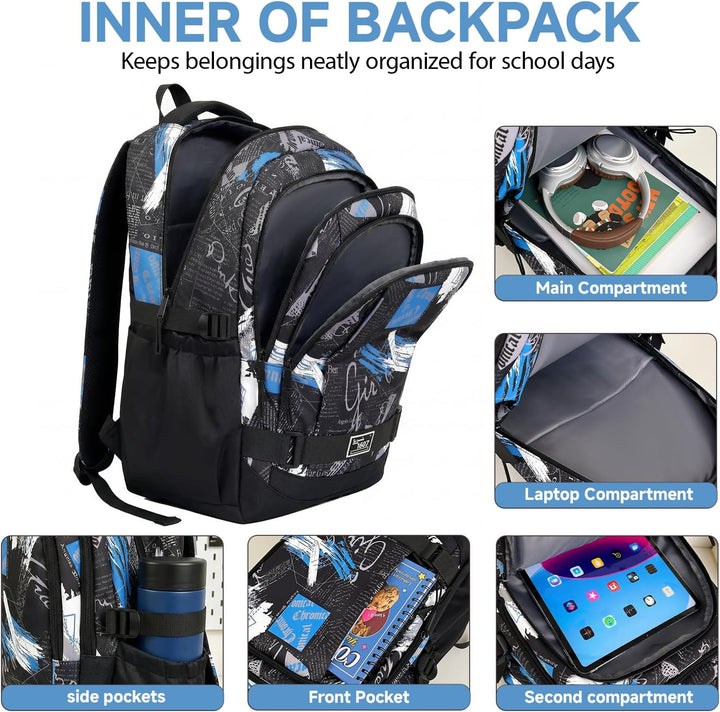 Amythe Schulrucksack Jungen Teenager, Rucksack Schule Gymnasium Oberstufe Schulranzen mit Trolley-Gu