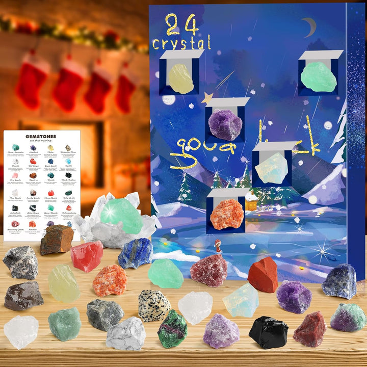 Adventskalender 2024 für Kinder Kristalle,24 Tage Weihnachten Adventskalender Countdown Überraschung