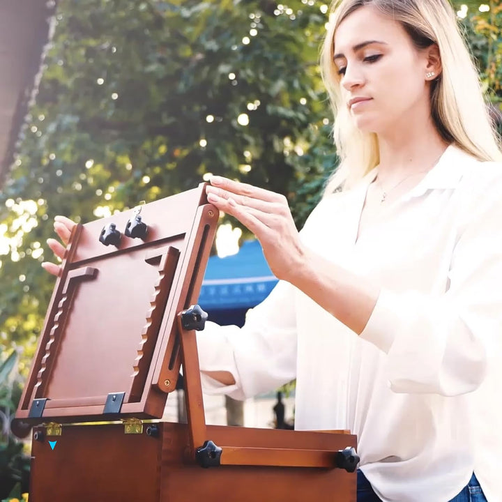 MEEDEN Plein Air Staffelei, Französische Staffelei, Tragbare Tischstaffelei für die Aussenmalerei, P